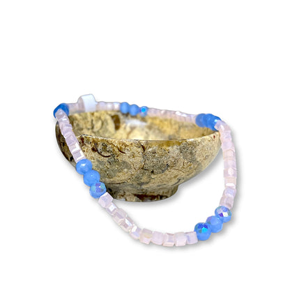 Pink and Blue Beaded Bracelet