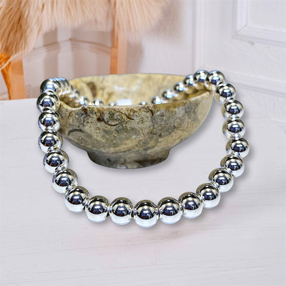 Chunky Silver Beaded Bracelet